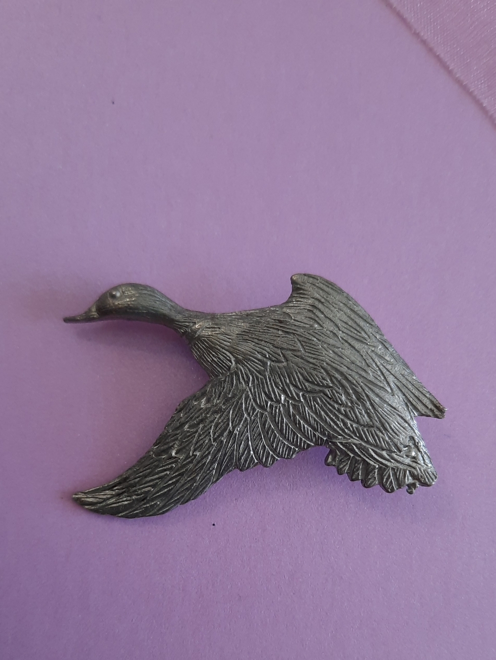 Pewter Flying Duck Brooch